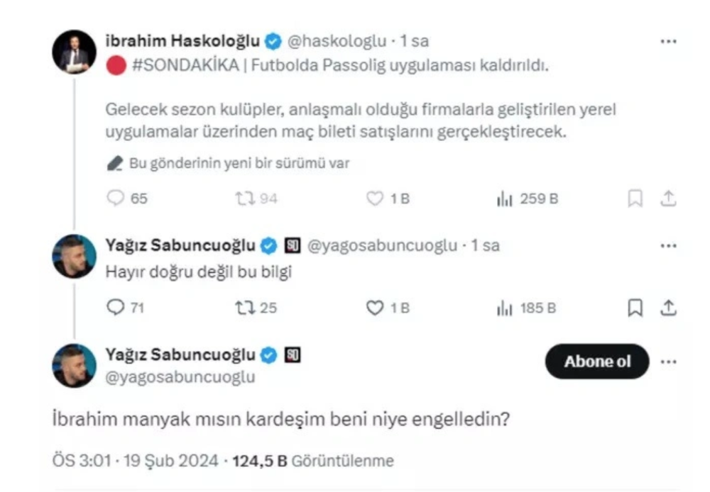 ibrahim haskologlu ile yagiz sabuncuoglu sosyal medyada birbirlerine girdiler